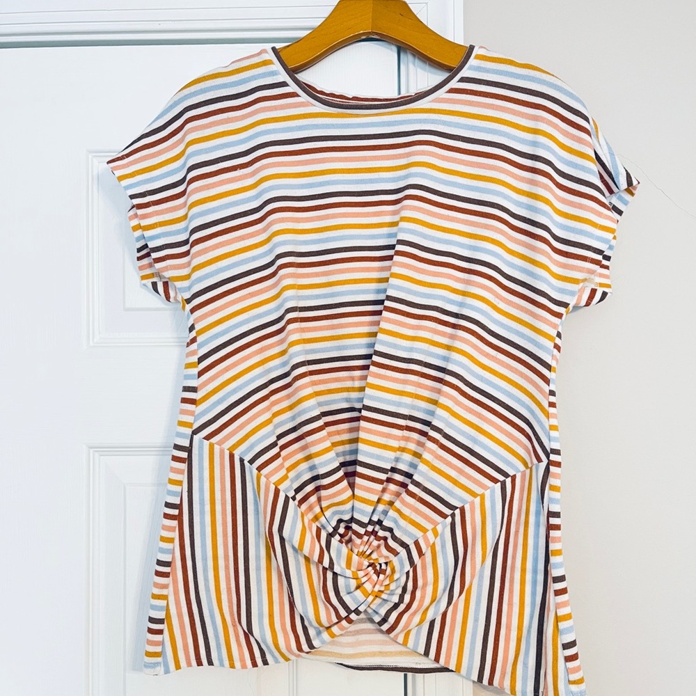 Small striped twist front top s red dress boutique